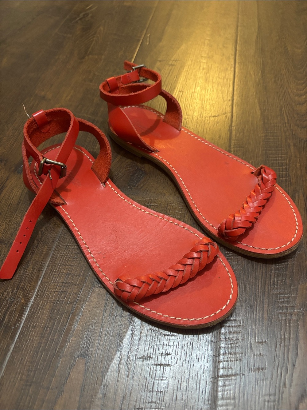 Madewell Women’s Red Braided Ankle-Strap Sandals